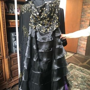 Strapless beaded organza gown